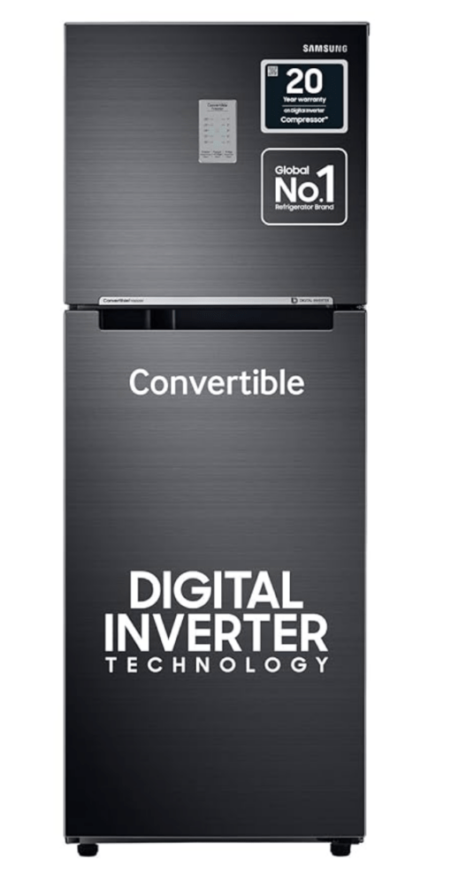 Samsung 236L 3 Star Convertible 3 In 1 Digital Inverter Frost-Free Double Door Refrigerator (RT28C3733BX/HL,Luxe Black)